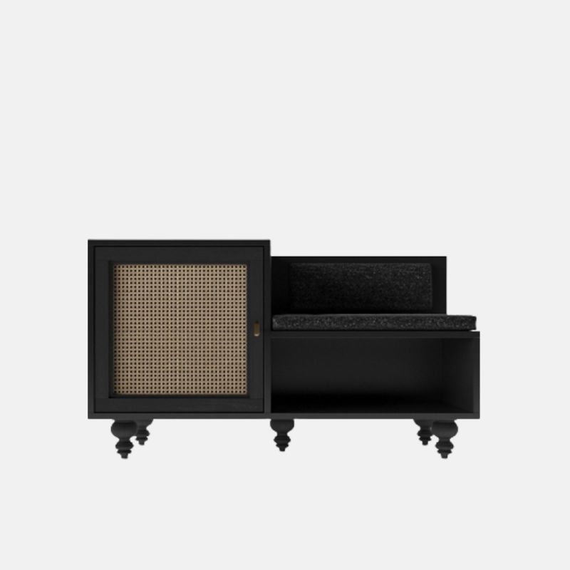 Купити Shoe cabinet TENETA with a soft seat black від MAIIMO