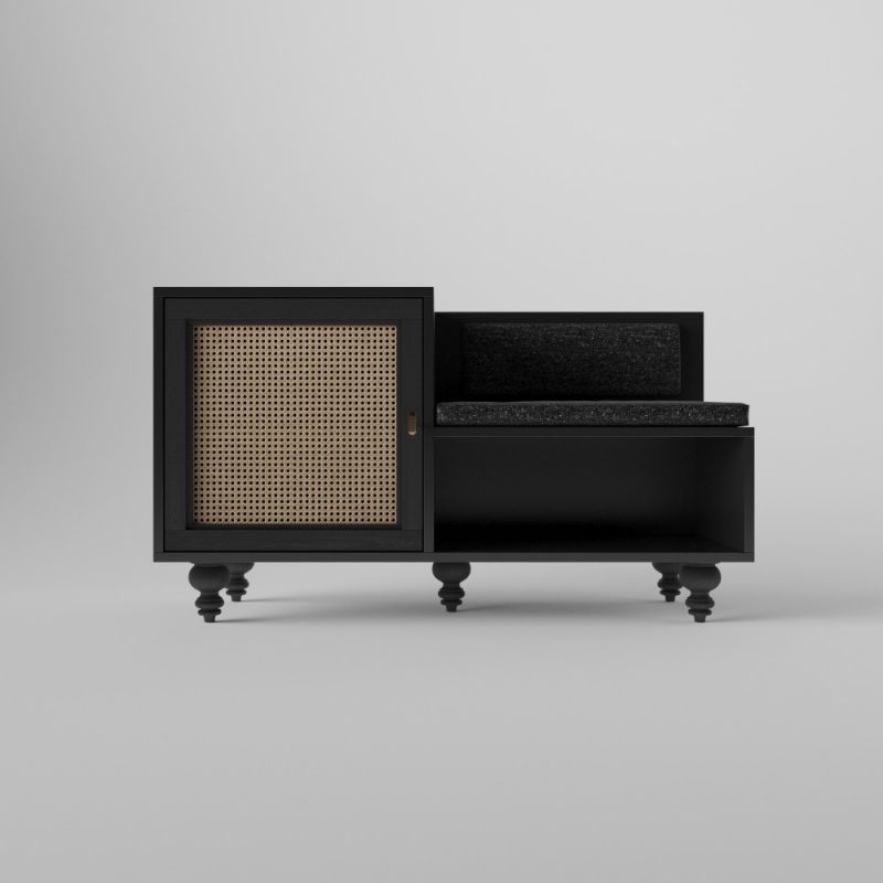 Купити Shoe cabinet TENETA with a soft seat black від MAIIMO