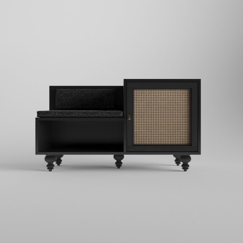 Купити Shoe cabinet TENETA with a soft seat black від MAIIMO