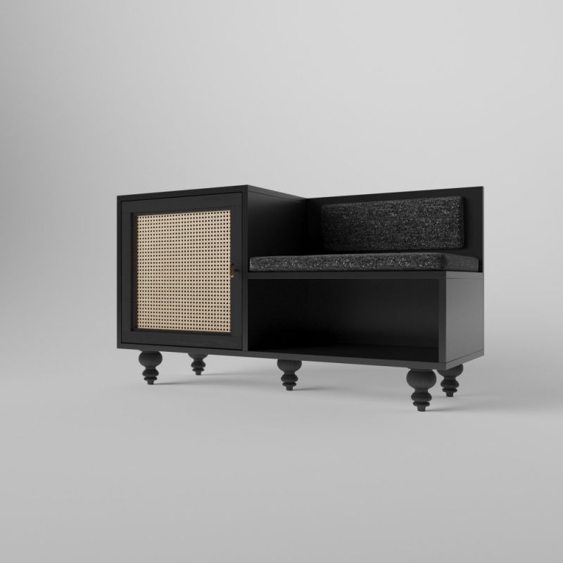 Купити Shoe cabinet TENETA with a soft seat black від MAIIMO