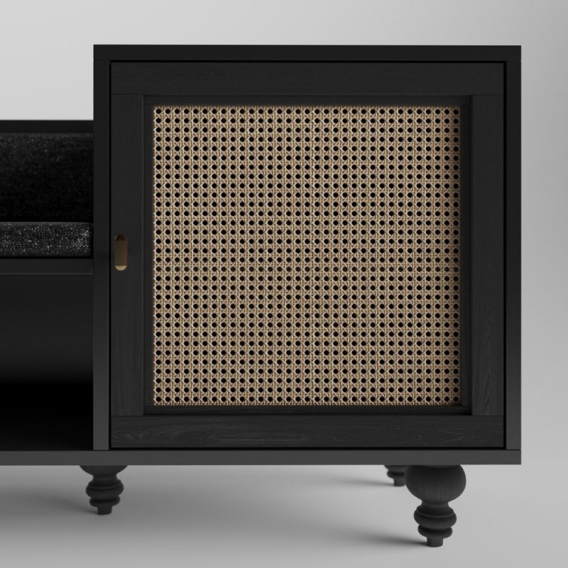 Купити Shoe cabinet TENETA with a soft seat black від MAIIMO