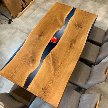 Table wood and epoxy resin Eiche RIVER Epoxy