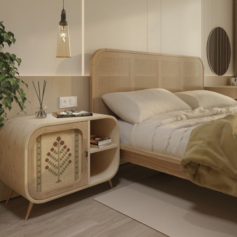 Купити Bedside table PLETENO XL natural with embroidery від MAIIMO