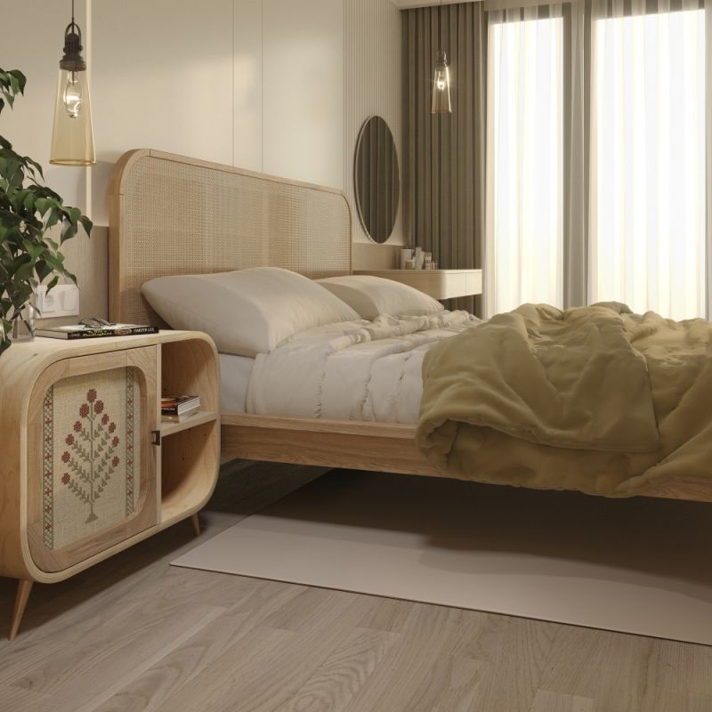 Купити Bedside table PLETENO XL natural with embroidery від MAIIMO