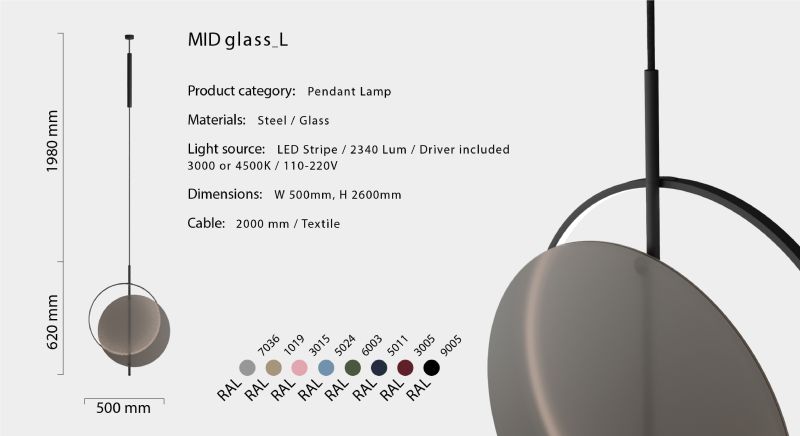Купити Pendant lamp MID glass L від MAIIMO
