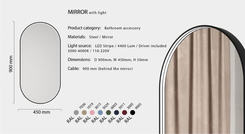 Купити Дзеркало з підсвічуванням MIRROR LIGHT від MAIIMO